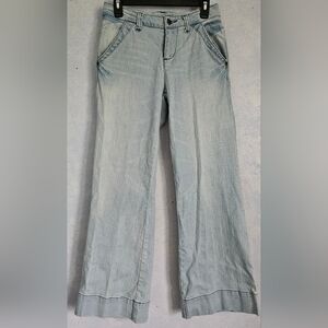 INSTITUTE LIBERAL Womens Light Blue Wide-Leg Jeans 8